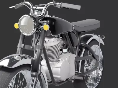 Classic Retro Motorcycle 3D Model     PBR Blender FBX OBJ GLB 3D model