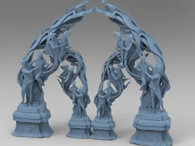 Dantes Inferno Fire dance pillars 2  Low-poly 3D model