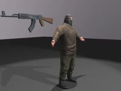 Low Poly Terrorist Ak47 Free low-poly 3D model