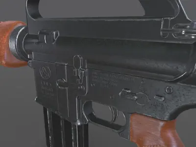 Wooden M16 Assault Rifle Low-poly PBR Free low-poly 3D model