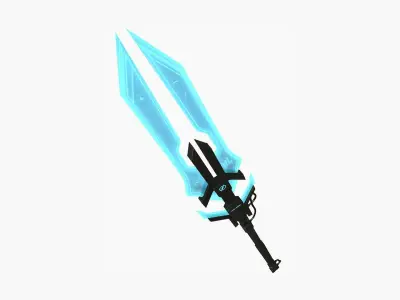 SciFi War Spear A01 Black Blue - Character Design Fashion Low-poly 3D model