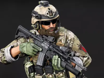 Modular US Special Forces Soldier Low-poly 3D model