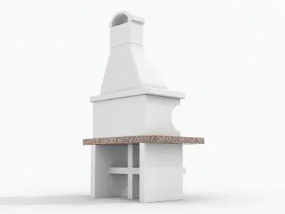 Garden Concrete BBQ Grill 3D Model 