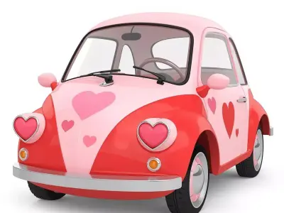Stylized 3D Valentine Compact Car Model Low-poly 3D model
