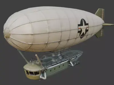 WWII Military Dirigible 3D Model Low-poly 3D model
