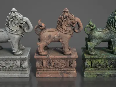 Ancient Khmer Statue19-250523 Low-poly 3D model