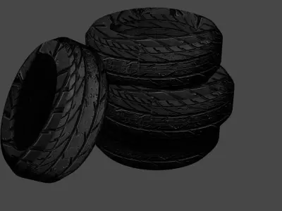 Stack of Tires Low-poly 3D model
