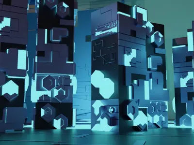 Scifi City Kitbash 3D model