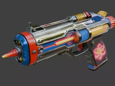 Cosmic Atompunk Kinetic Pulse Pistol 3D Model Low-poly 3D model
