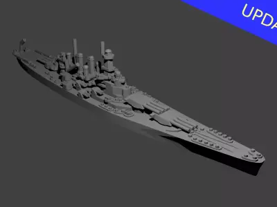 US North Carolina Class Battleship 3D print model