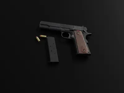 Colt 1911 Low-poly 3D model 4
