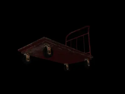 Heavy Duty Platform Trolley - game ready 3d model Low-poly 3D model