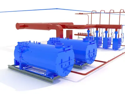 Industrial boiler room 3D model