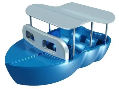 Cartoon Tourist Boat Low-poly 3D model