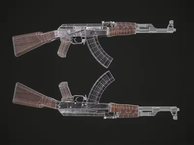 Assault Rifle AK-47 Low-poly 3D model purchase