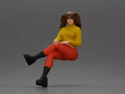 Stylish Woman Relaxing with Confident Poise 3D print model