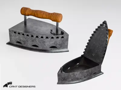 Vintage Coal Iron Low-poly 3D model
