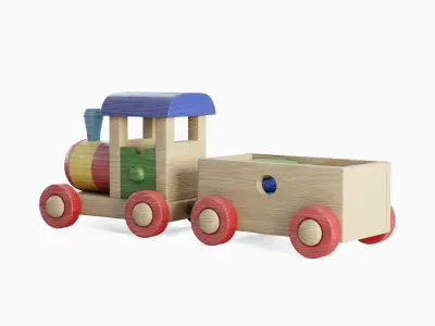 Wooden Toy Train Colored  3D model