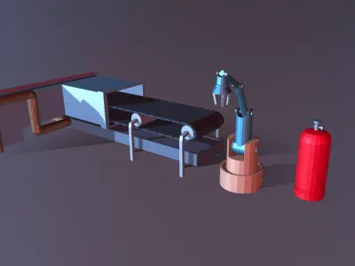 Low Poly Stylized Factory Low-poly 3D model
