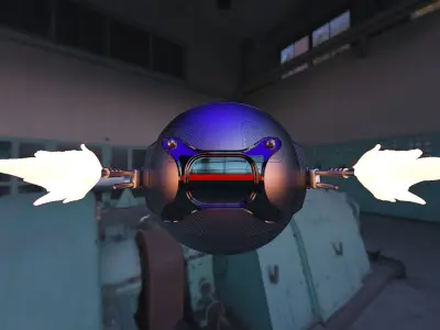 Scifi drone with gun shooting 3D model