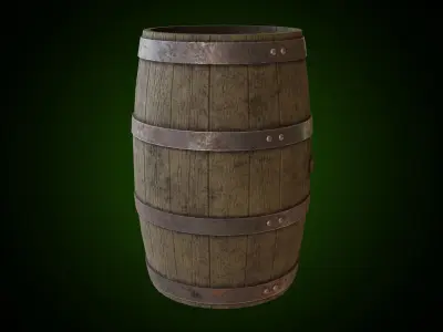 Wooden Barrel PBR Low-poly Game ready Low-poly 3D model Low-poly 3D model