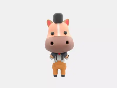 Cute Horse 3D Illustration 3D model 2
