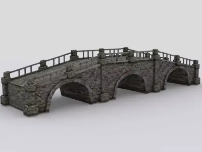 Old stone bridge Low-poly 3D model