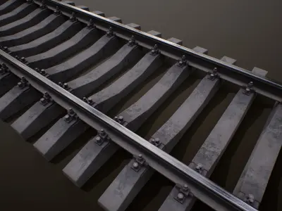 Railway lowpoly PBR railroad track Low-poly 3D model