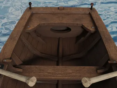 Wooden boat Free low-poly 3D model by goldenztuff