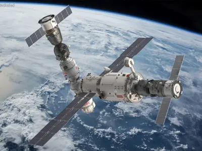 ISS Zvezda Service Module Fully Assembled 3D model