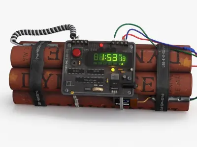 Dynamit Time Bomb Low-poly 3D model