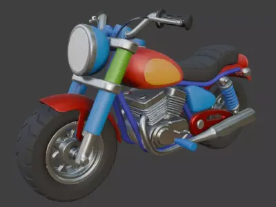 Cartoon Motorcycle 3D Model 3D model purchase