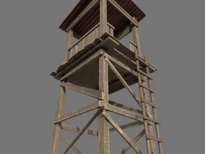Wooden Guard Tower1 Low-poly 3D model