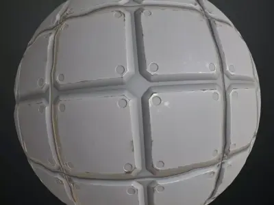 White Sci-Fi Padded Metal Plate PBR Seamless Texture