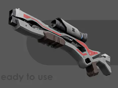 Low Poly Sci-Fi Sniper Rifle Low-poly 3D model purchase