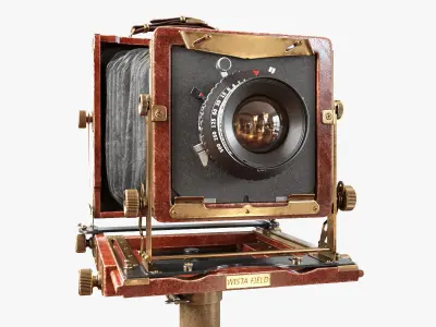 Vintage Wista Field Camera on a Tripod 3D model
