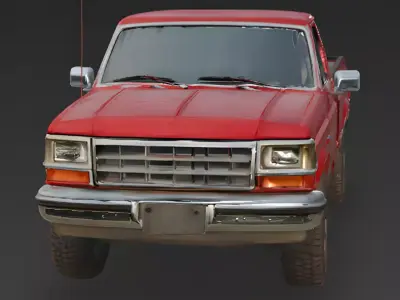 Realistic 1990s Rural Pickup Truck 3D Model Low-poly 3D model