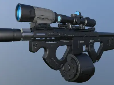 AR-15 Low Poly gun with scope Low-poly 3D model