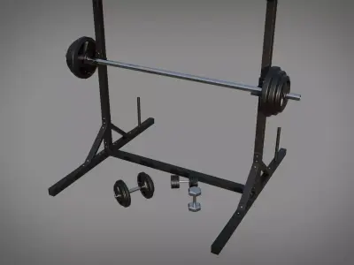 Gym power rack Low-poly 3D model