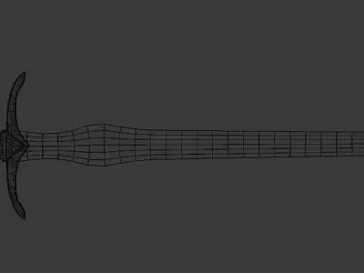 Sword silver Free low-poly 3D model