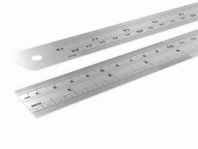 Steel Ruler Low-poly 3D model