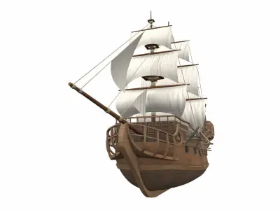 Pirate sailing ship black pearl 3D model