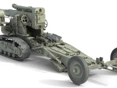 Russian B4 Howitzer 203mm M1931 Low-poly 3D model