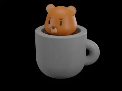 Bear on a Cup Coffee model 3D model