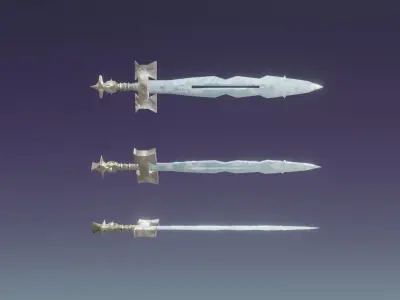 Fantasy Frozen Ice Sword - Elemental Sword Low-poly 3D model