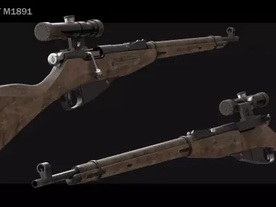 Mosin Nagant - OpenSubdiv-Ready - Rigged - 4K 3D model