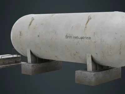 Industrial Gas Tank 1B  Low-poly 3D model