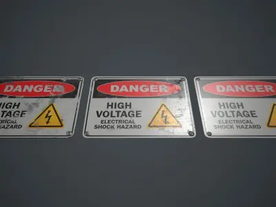 Plastic Danger sign PBR Game Ready Low-poly 3D model purchase