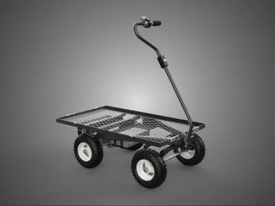 ELECTRIC METAL GRID MESH FLAT BED DECK TRAY TROLLEY CART WAGON 4 3D model