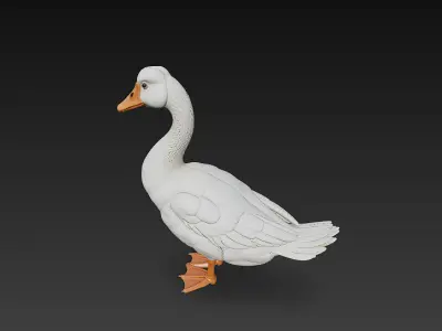 Duck White 3D Model Basic - Low Poly Simple Low-poly 3D model